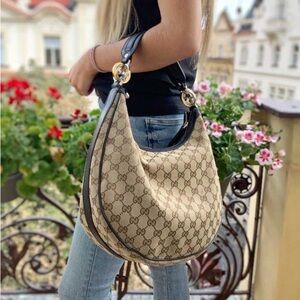 Gucci Beige and Black Hobo Bag